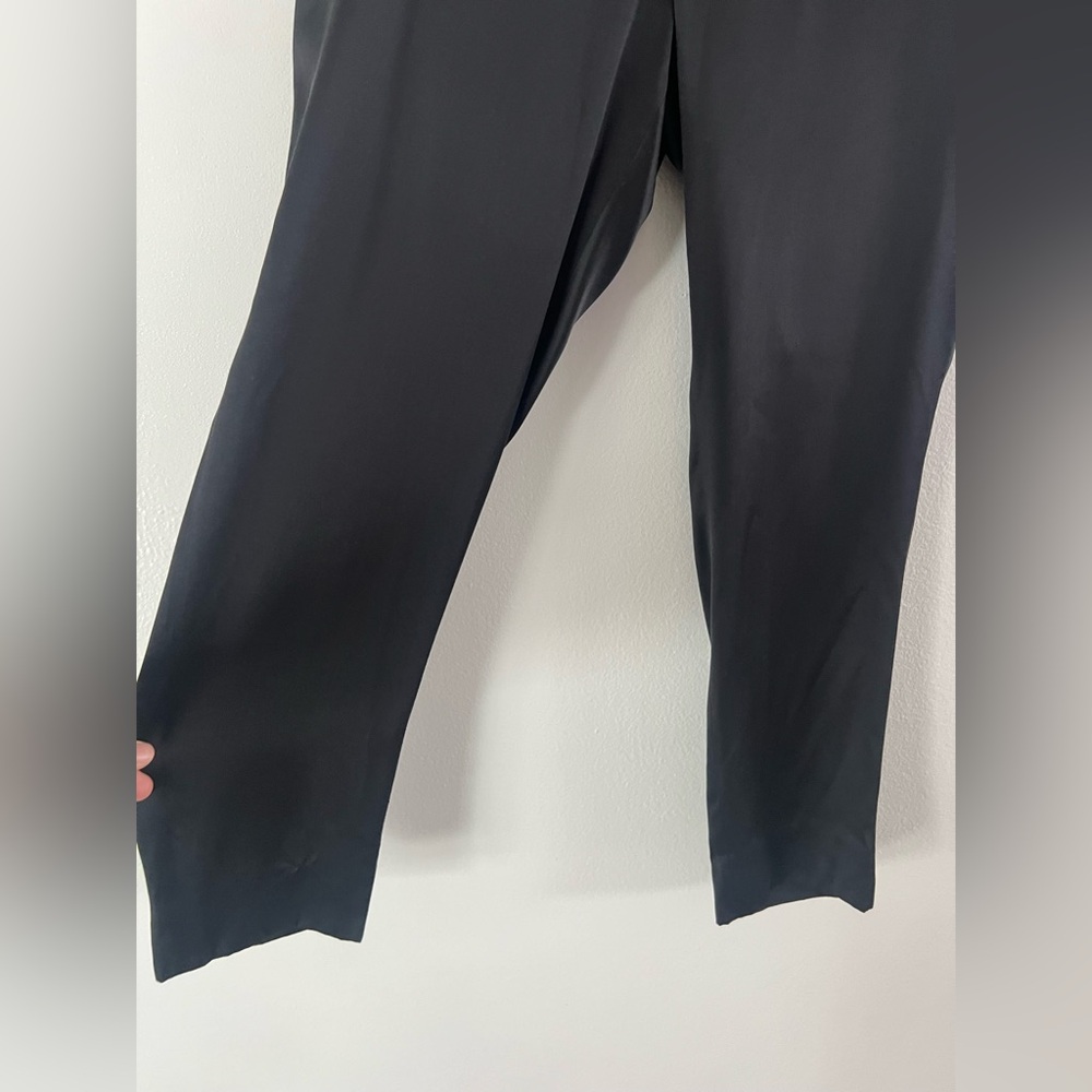 6397 Black 100% Silk Pull-On Crop Straight Leg‎ Pants Size Small - Picture 5 of 10